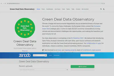 Join our open collaboration Green Deal Data Observatory team as a [data curator](/authors/curator), [developer](/authors/developer) or [business developer](/authors/team), or share your data in our public repository [Green Deal Data Observatory on Zenodo](https://zenodo.org/communities/greendeal_observatory/).